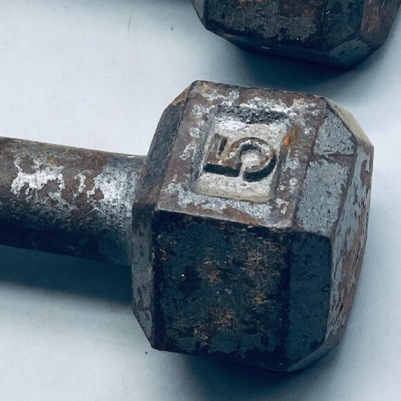 vintage metal weights 5 pounds set of 2 READ - Picture 2 of 4